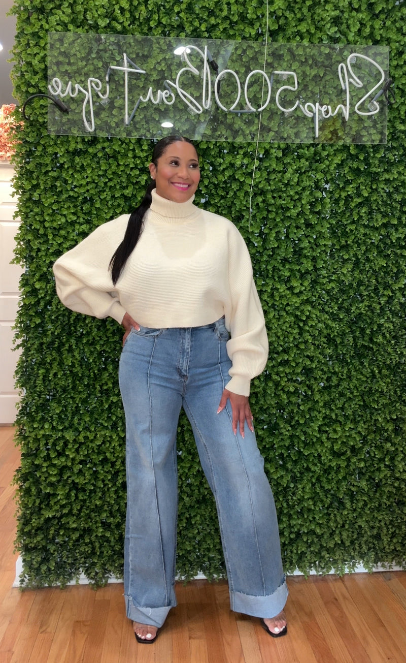 Cuff Hem Denim Jeans