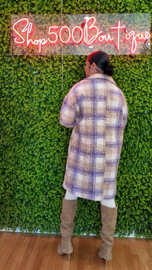 Krista Plaid Coat Jacket Purple