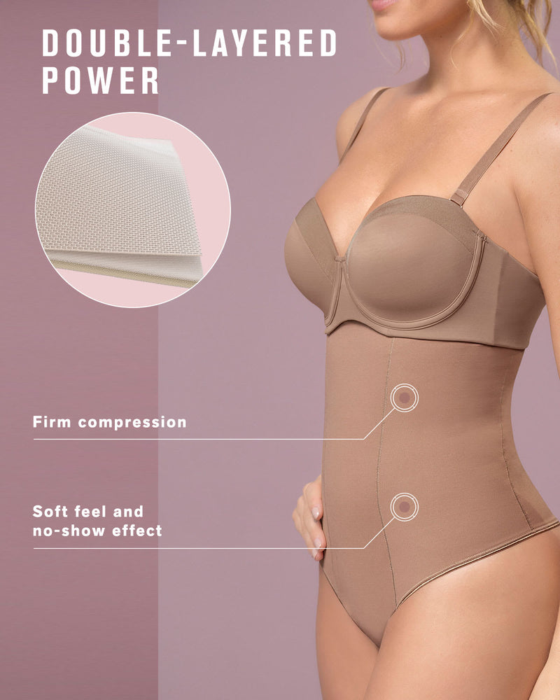 Strapless shapewear with firm tummy compression